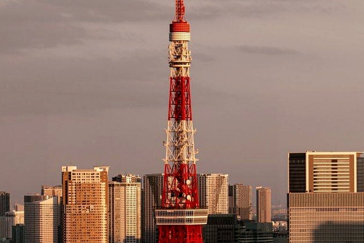 A city skyline and tall tower in warm late-day light.